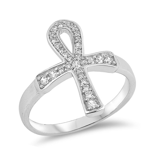 Silver Ring W/ CZ - Cross