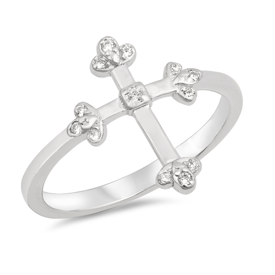 Silver Ring W/ CZ - Cross