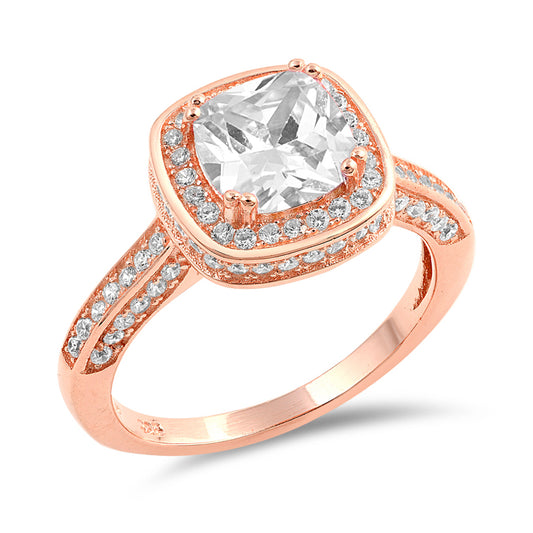 Silver CZ Ring - Rose Gold Plated