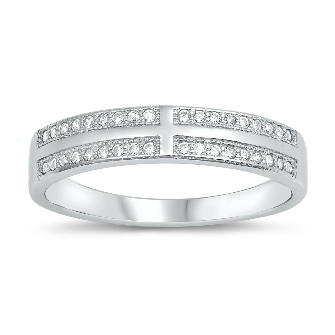 Silver Ring W/ CZ - Cross
