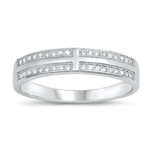Silver Ring W/ CZ - Cross