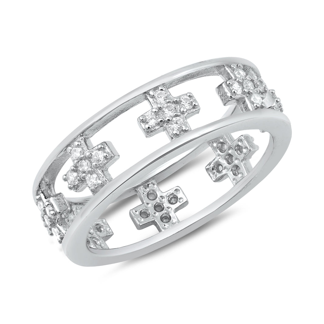 Silver CZ Ring - Crosses