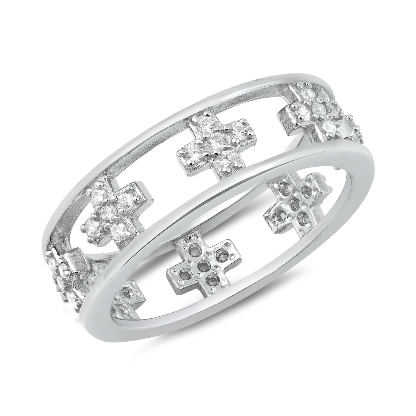 Silver CZ Ring - Crosses