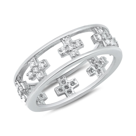 Silver CZ Ring - Crosses