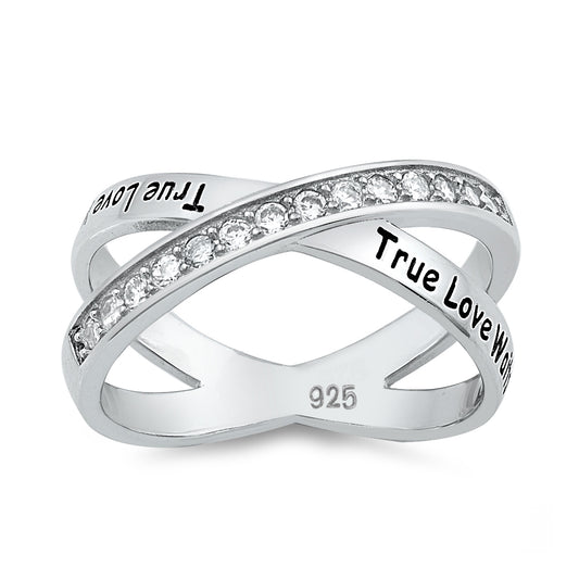 Silver CZ Ring - Criss Cross
