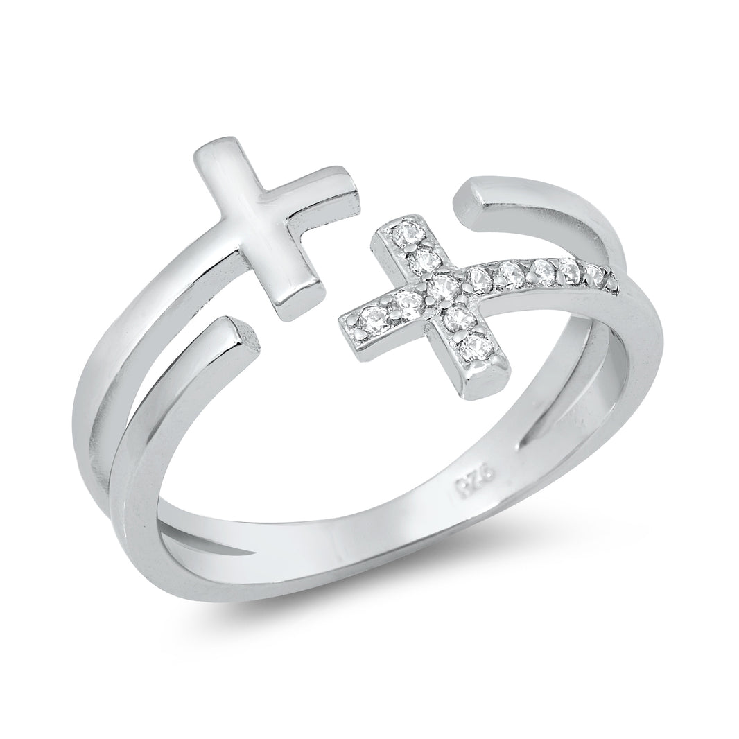 Silver CZ Ring - Crosses