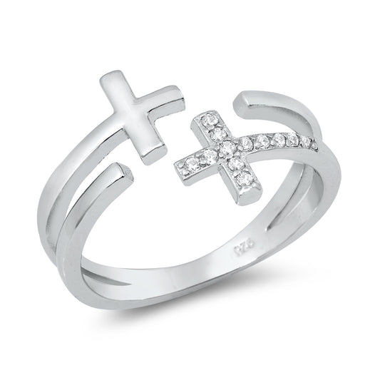 Silver CZ Ring - Crosses