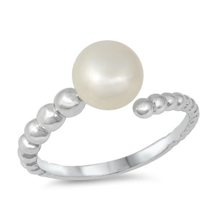 Silver CZ Ring - Pearl