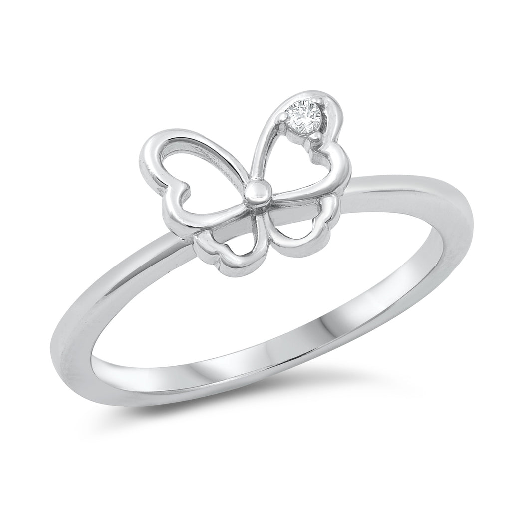 Silver CZ Ring - Butterfly