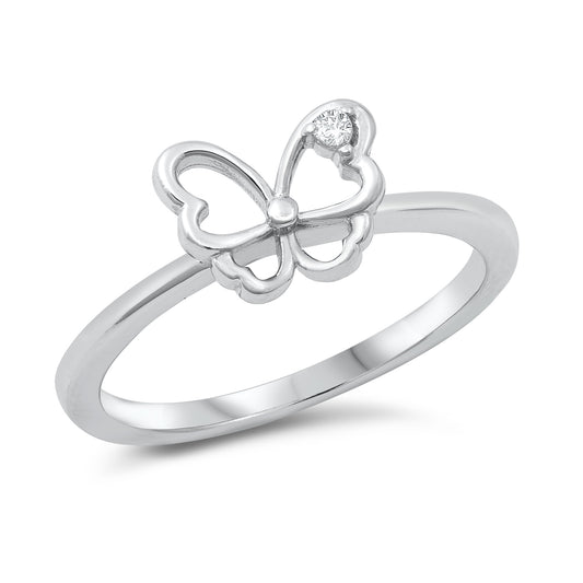 Silver CZ Ring - Butterfly