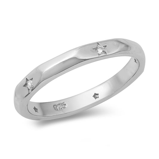 Silver CZ Ring - Stars