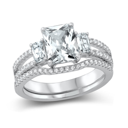 Silver CZ Ring - Wedding Set