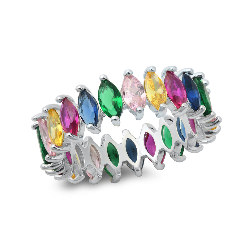 Silver CZ Ring - Marquis Band