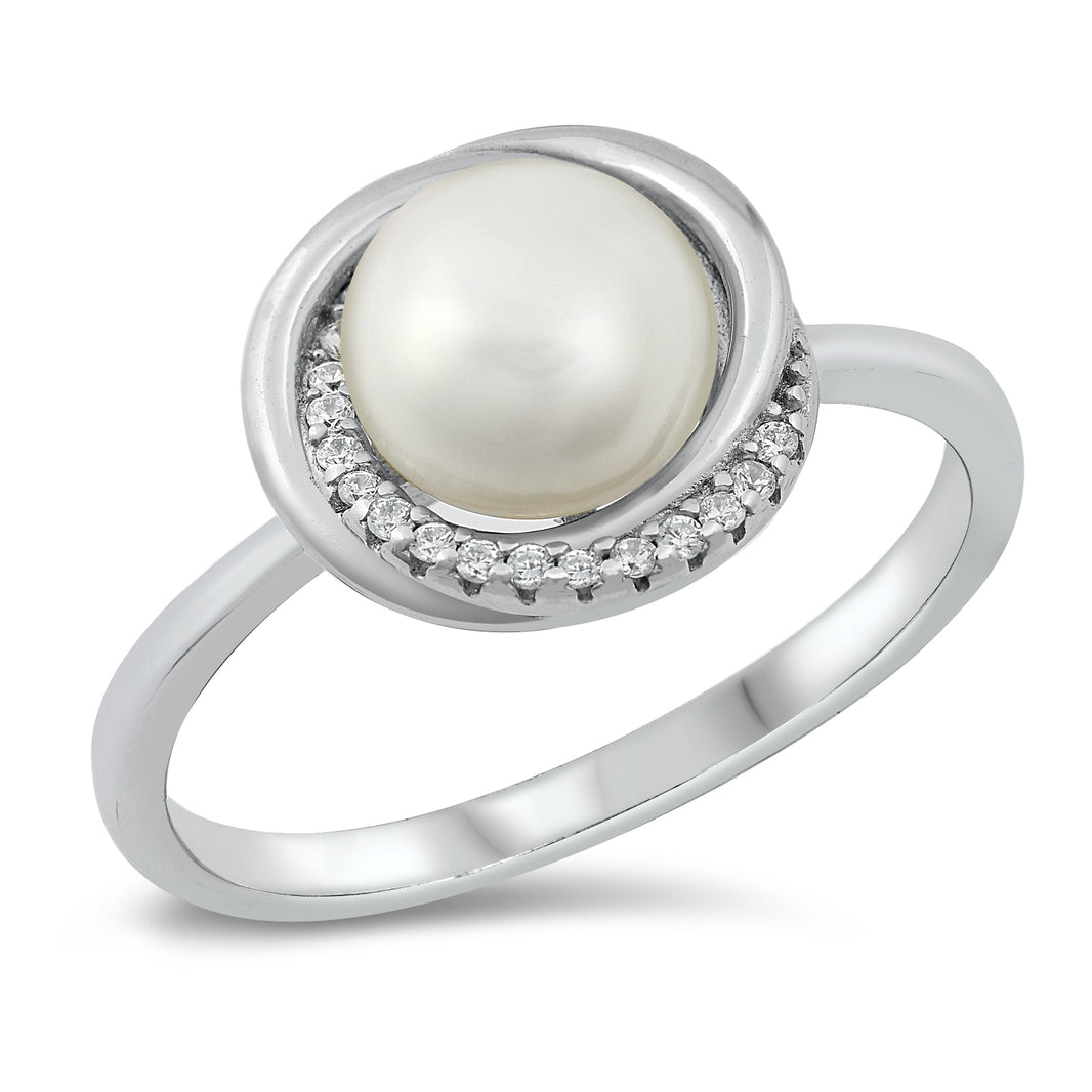 Silver CZ Ring - Pearl