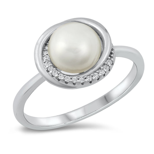 Silver CZ Ring - Pearl