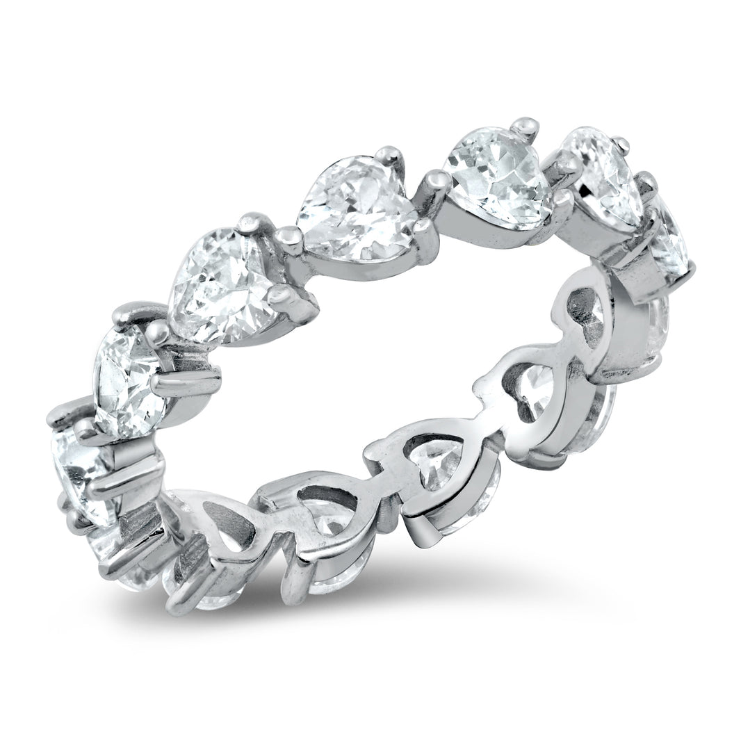 Silver CZ Ring - Heart Eternity