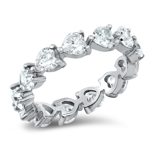 Silver CZ Ring - Heart Eternity