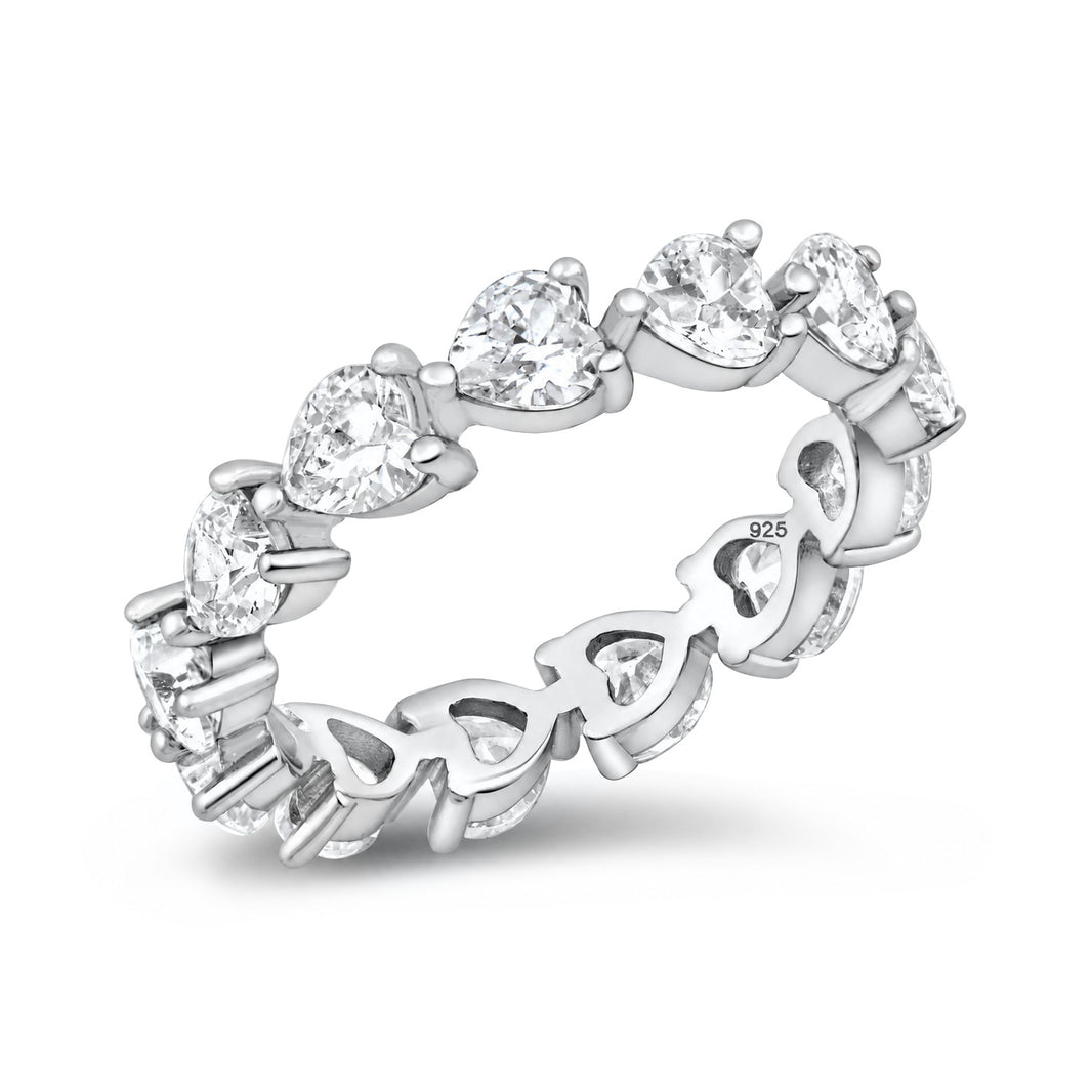 Silver Eternity Heart CZ Ring