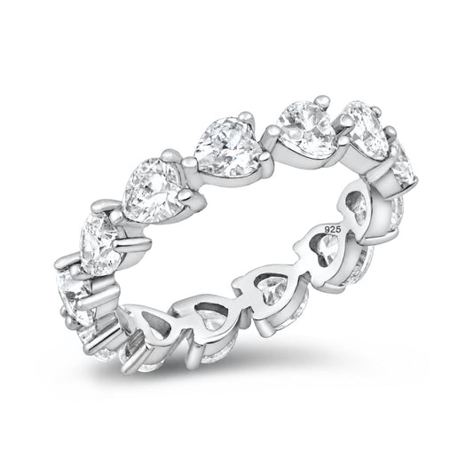 Silver Eternity Heart CZ Ring
