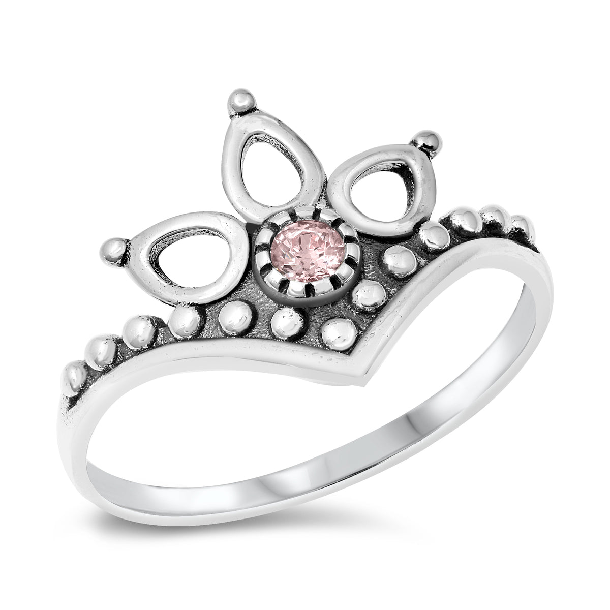 Silver CZ Ring - Bali Design