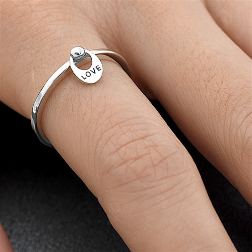 Silver CZ Ring - Love