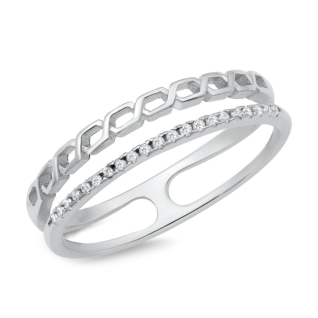 Silver CZ Ring - Double Band
