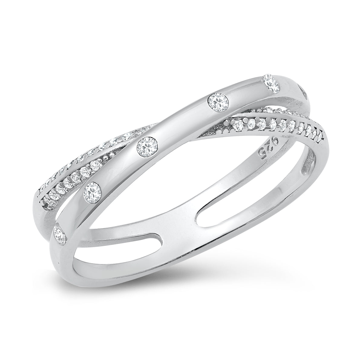 Silver CZ Ring - Criss Cross