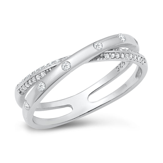 Silver CZ Ring - Criss Cross