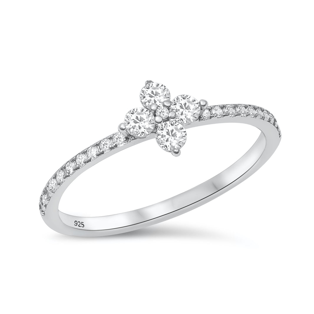 Silver CZ Ring - Flower
