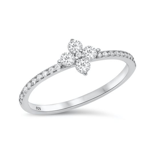 Silver CZ Ring - Flower