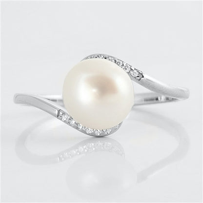 Silver CZ Ring - Pearl