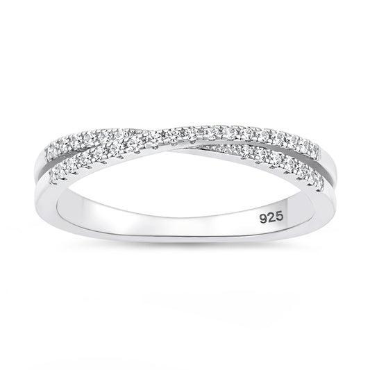 Silver CZ Ring - Twisted Pave