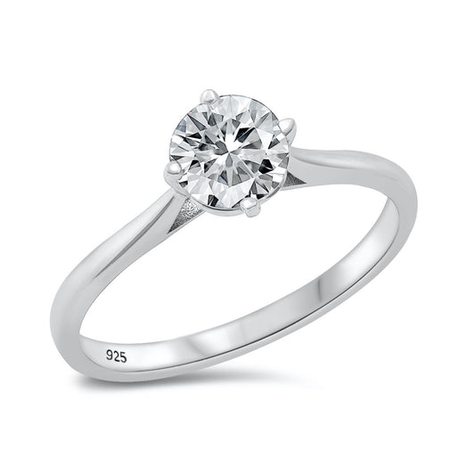 Silver Solitair CZ Ring