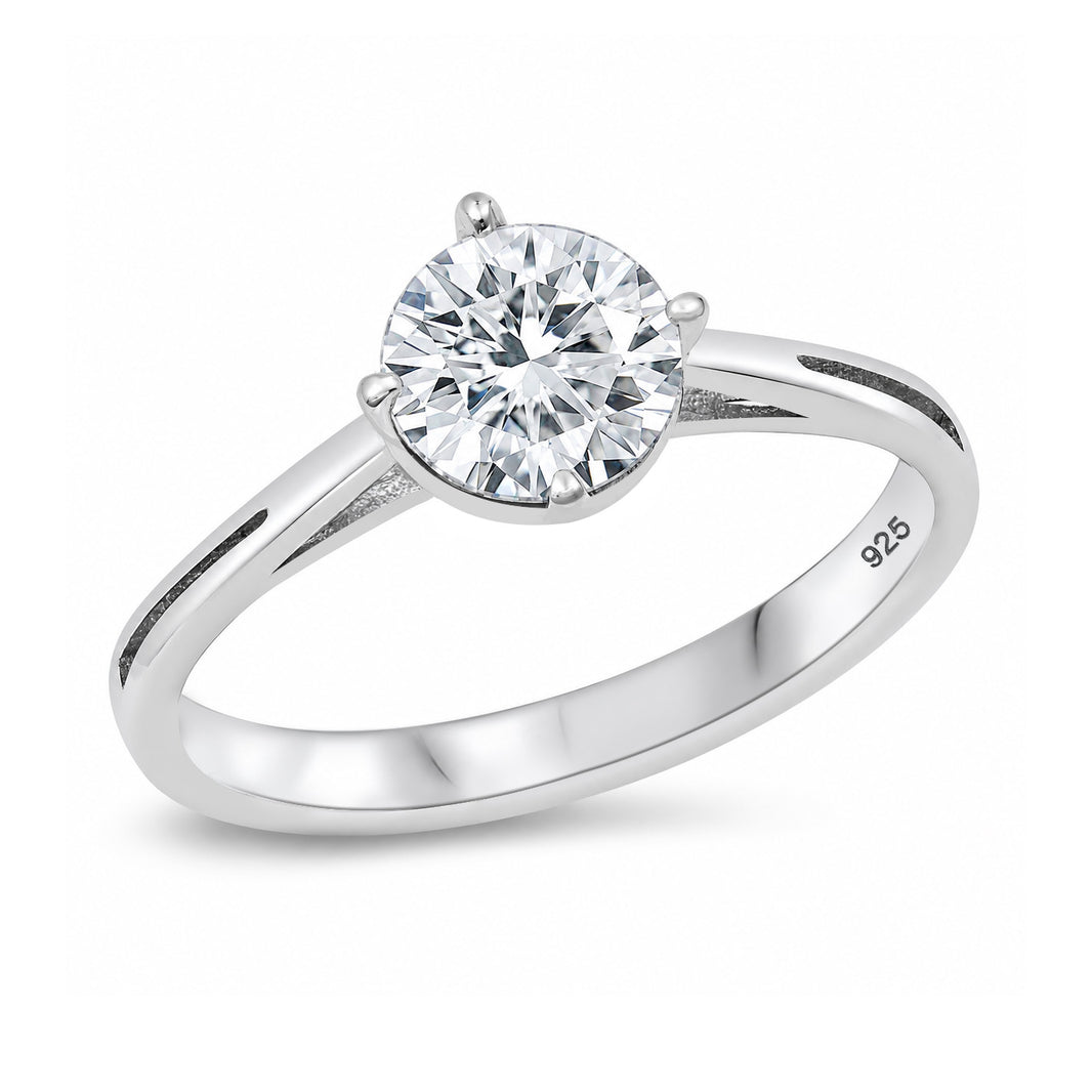 Silver CZ Solitaire Ring