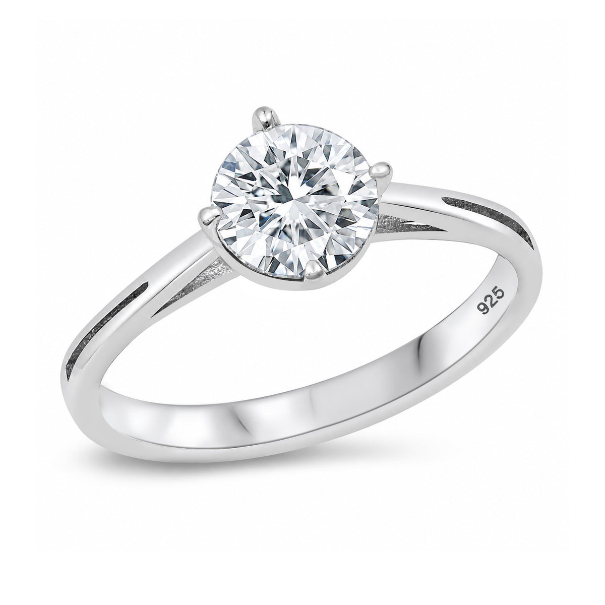Silver CZ Solitaire Ring