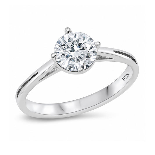 Silver CZ Solitaire Ring