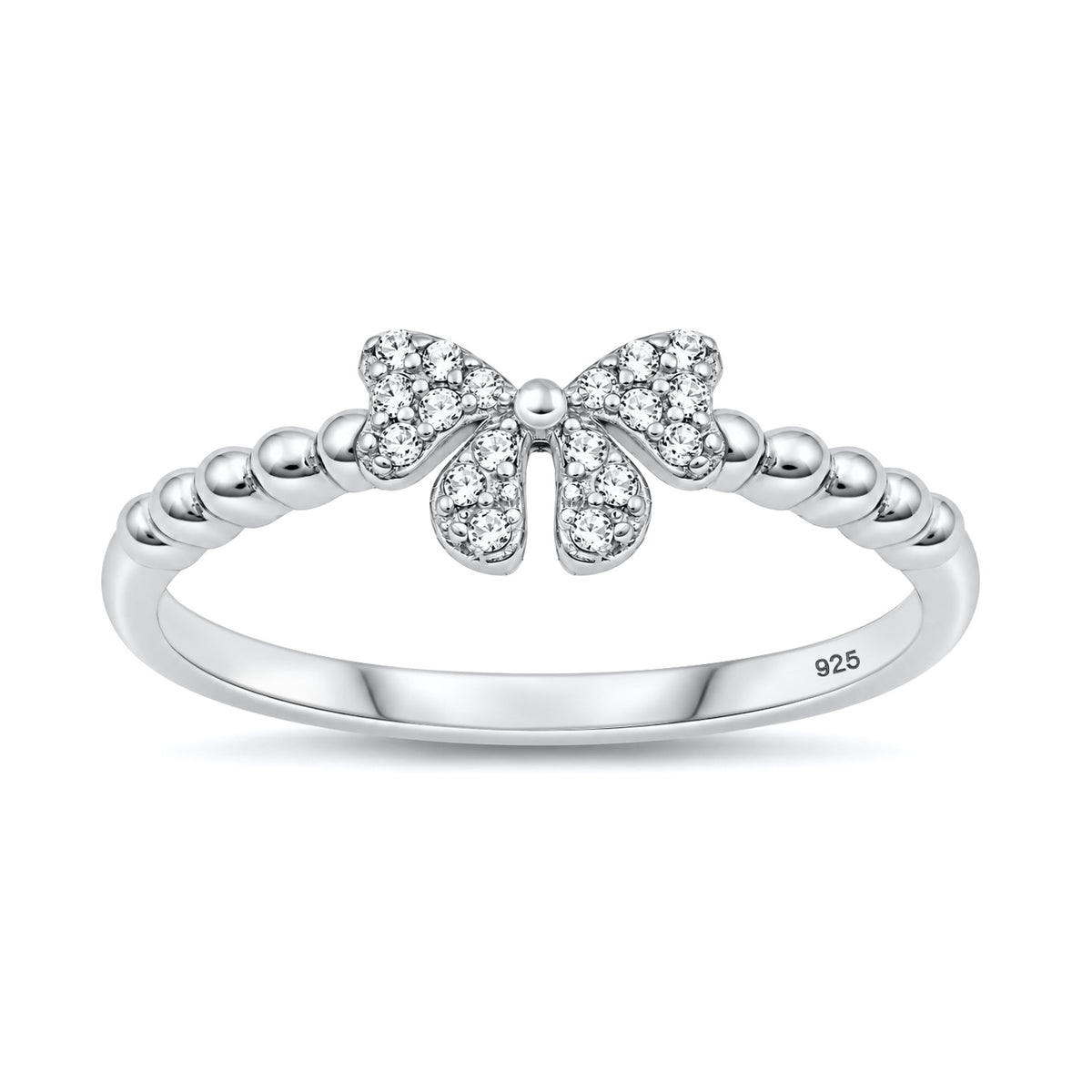 Silver CZ Ring - Bow
