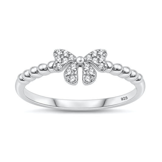 Silver CZ Ring - Bow