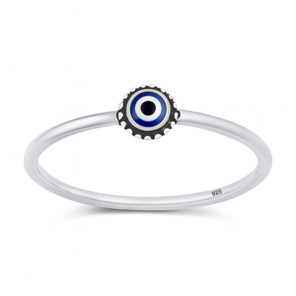 Silver Stone Ring - Evil Eye