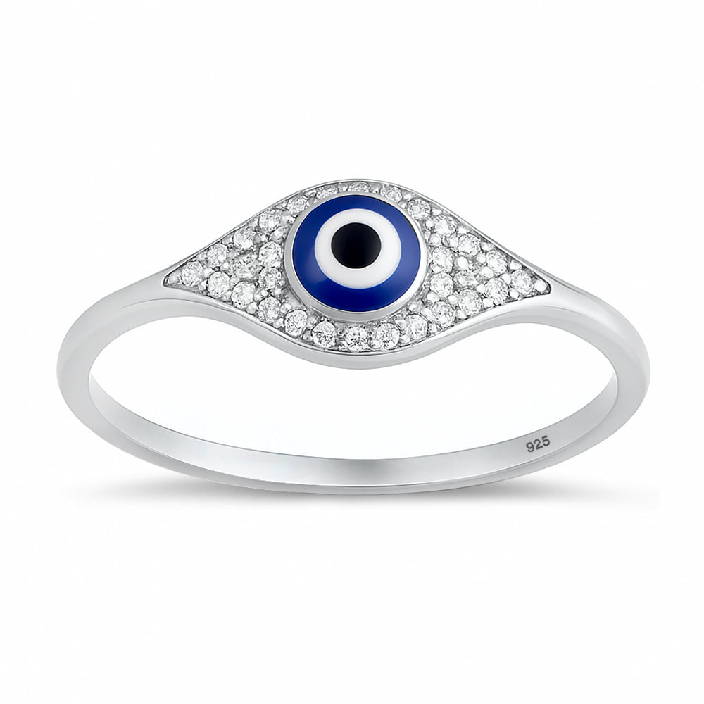 Silver CZ Ring - Evil Eye
