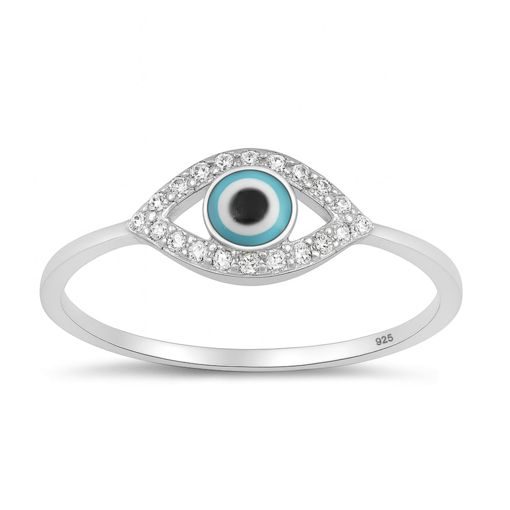 Silver CZ Ring - Evil Eye