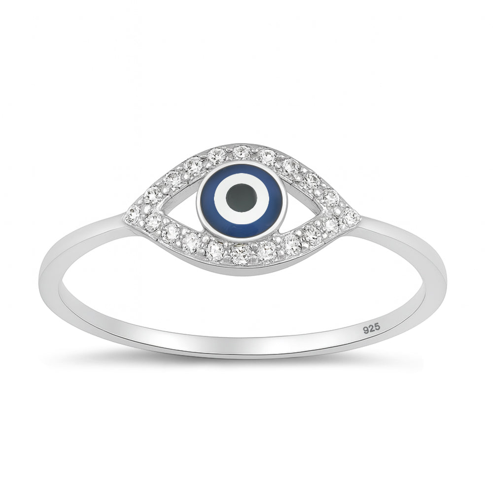 Silver CZ Ring - Evil Eye