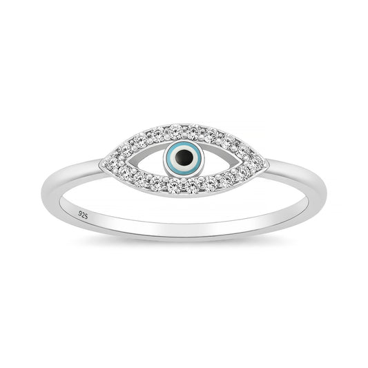 Silver CZ Ring - Evil Eye
