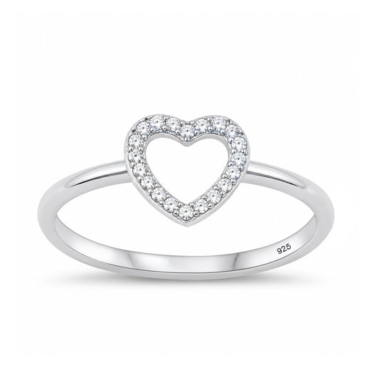 Silver CZ Open Heart Ring