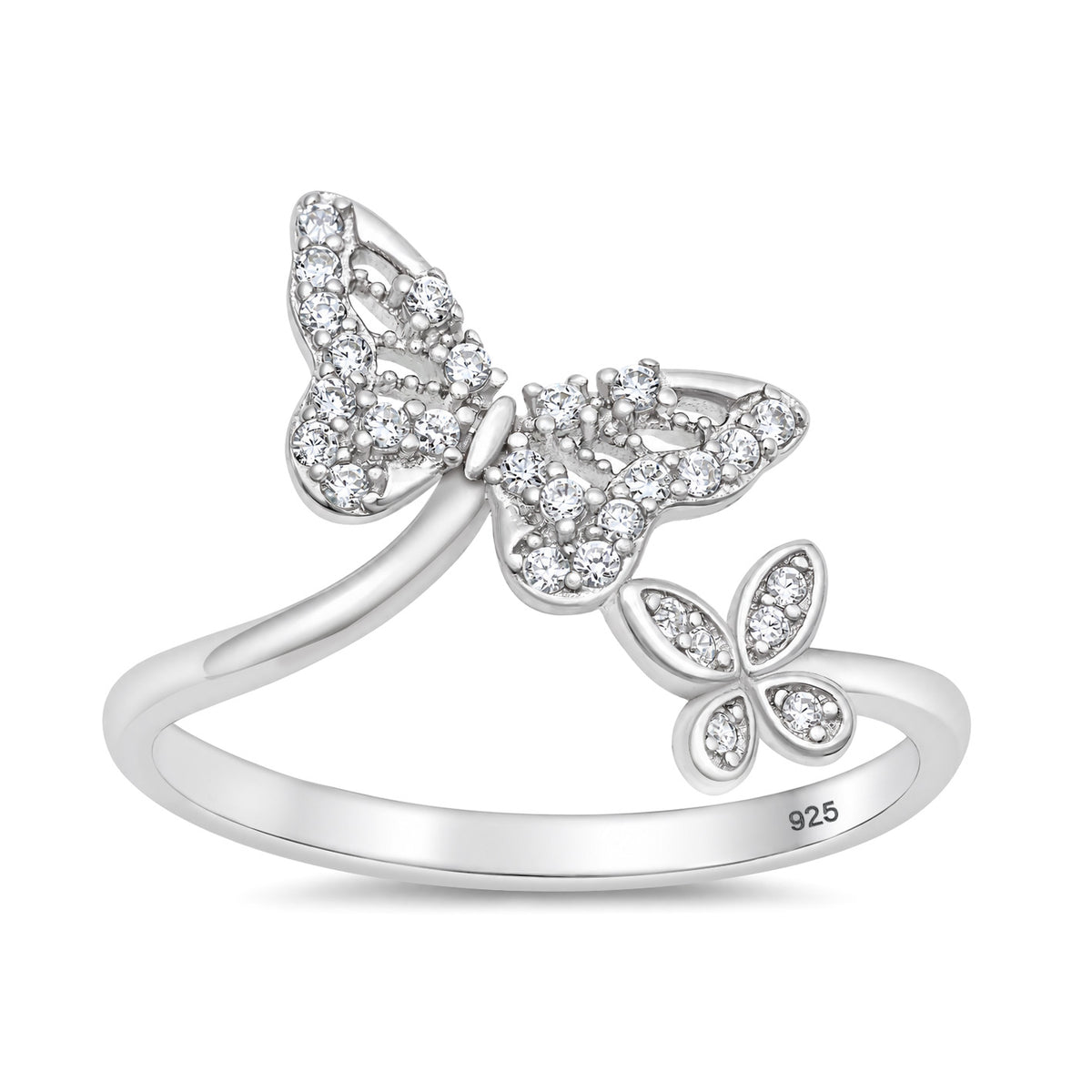 Silver CZ Butterfly Ring