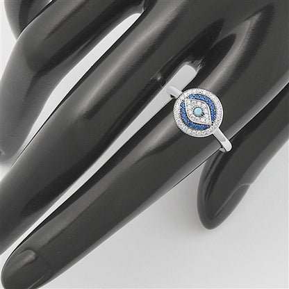 Silver Stone Ring - Evil Eye