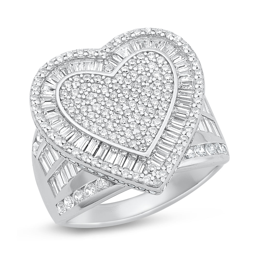 Silver CZ Ring - Heart
