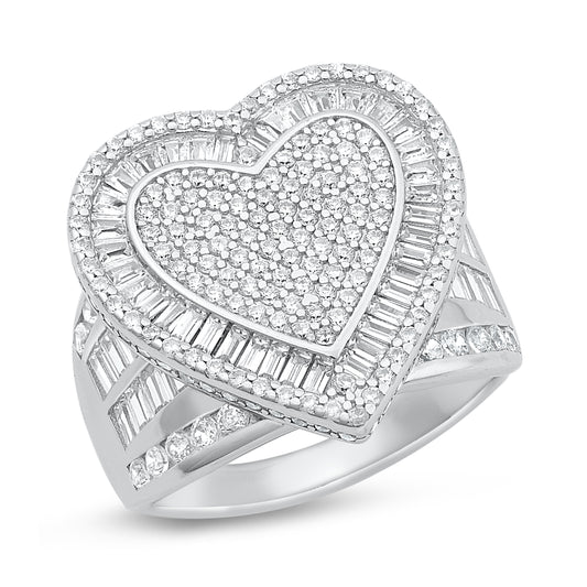 Silver CZ Ring - Heart