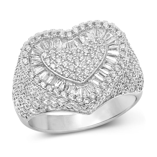 Silver CZ Ring - Heart