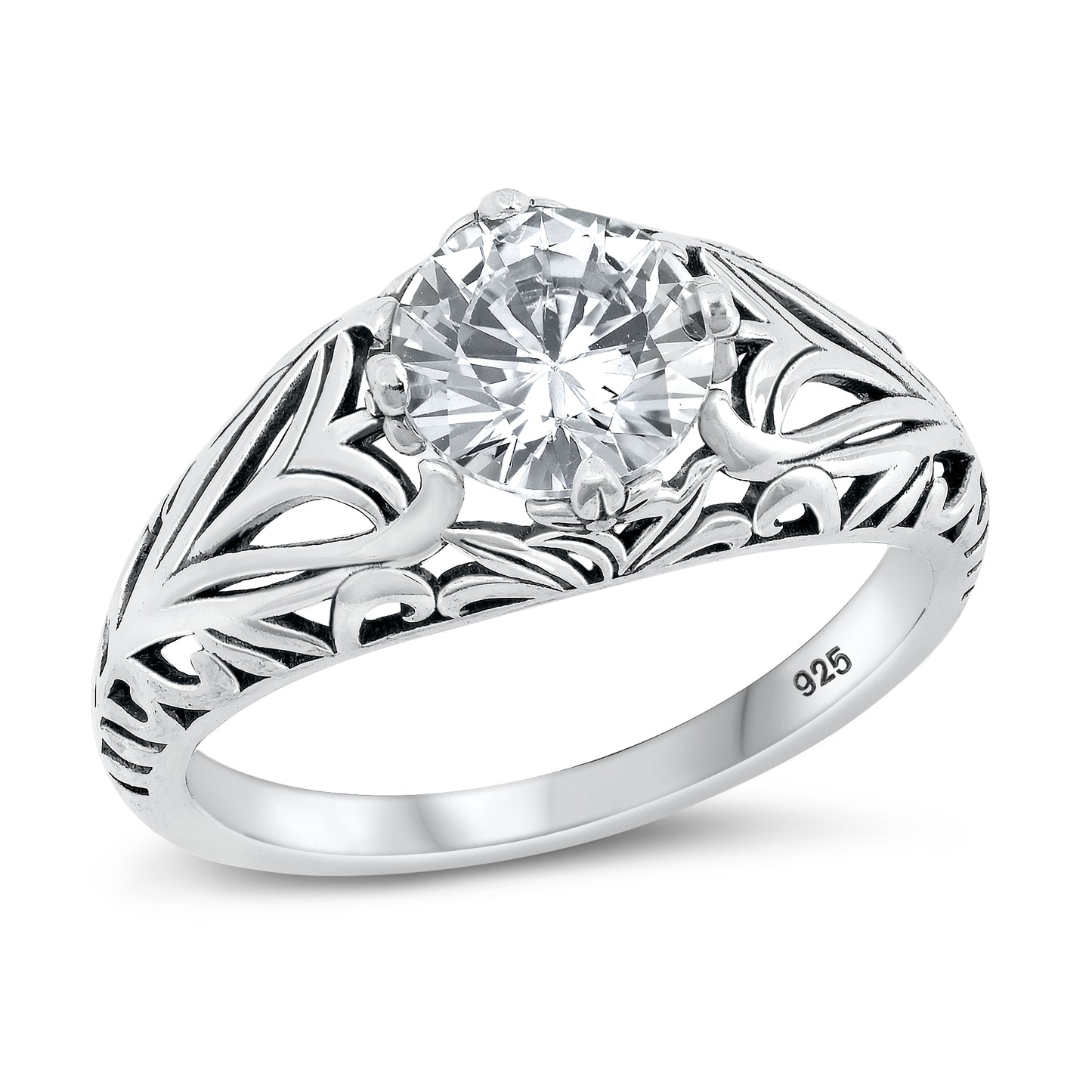 Silver CZ Ring - Floral